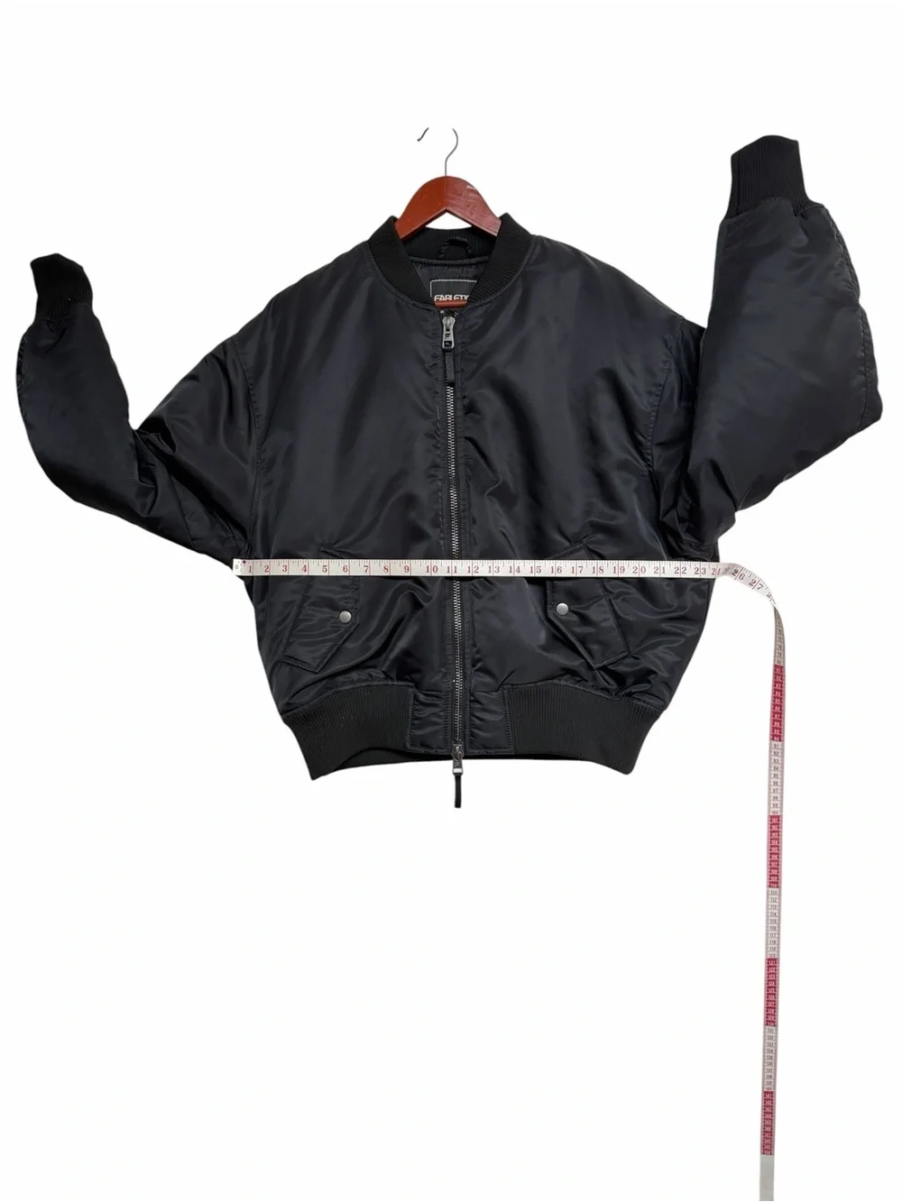 Fabletics Men’s Bomber Jacket Black Nylon Flight Jacket MA-1 Utility Zip
